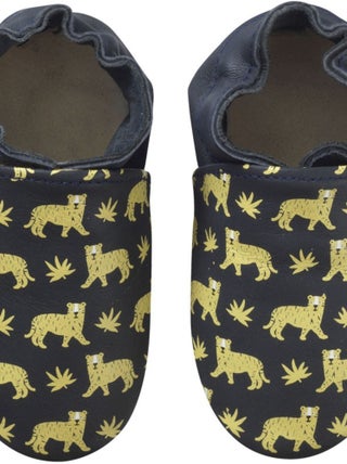 Chaussons bébé cuir souple Gonzague les tigres