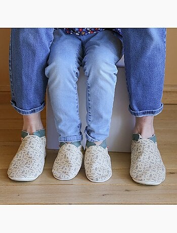 Chaussons bébé cuir souple Jo l'eucalyptus
