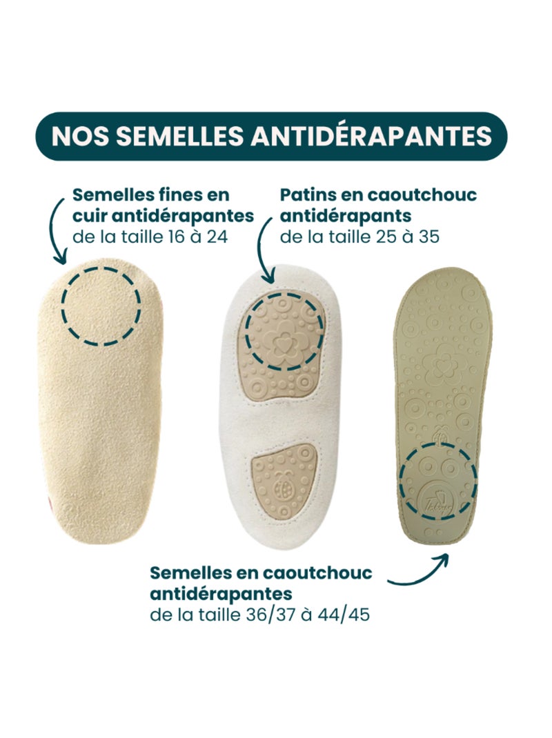 Chaussons bébé cuir souple Jo l'eucalyptus Beige - Kiabi