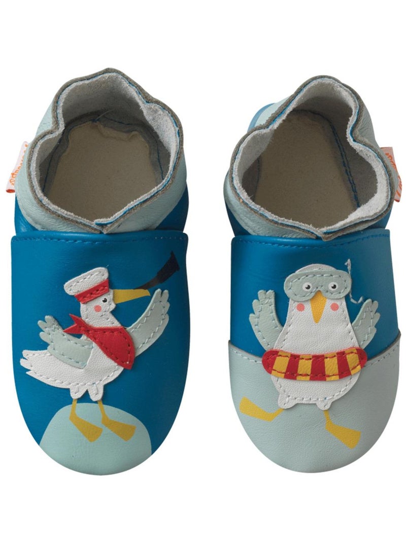 Chaussons bébé cuir souple Juliette la mouette Bleu Bleu - Kiabi