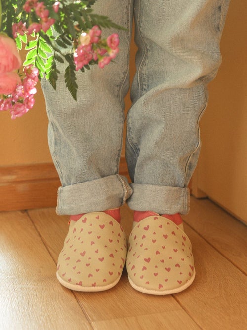 Chaussons bébé cuir souple Juliette les coeurs - Kiabi