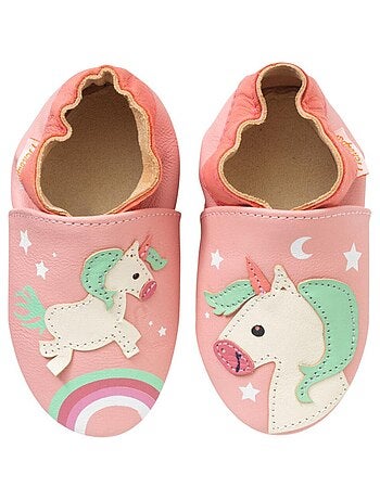 Chaussons bébé cuir souple Laura la licorne