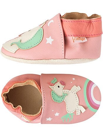 Chaussons bébé cuir souple Laura la licorne