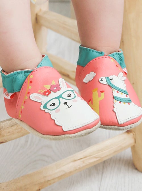 Chaussons bébé cuir souple Léna le lama - Kiabi