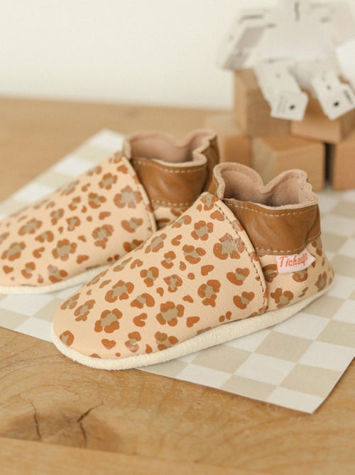 Chaussons bébé cuir souple léopard - Kiabi