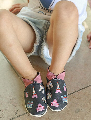 Chaussons bébé cuir souple Lily à Paris