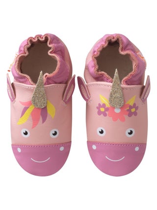 Chaussons bébé cuir souple Lise la licorne