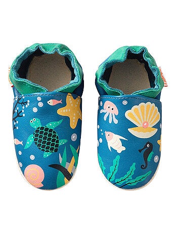 Chaussons bébé cuir souple Marie Claire sous la mer