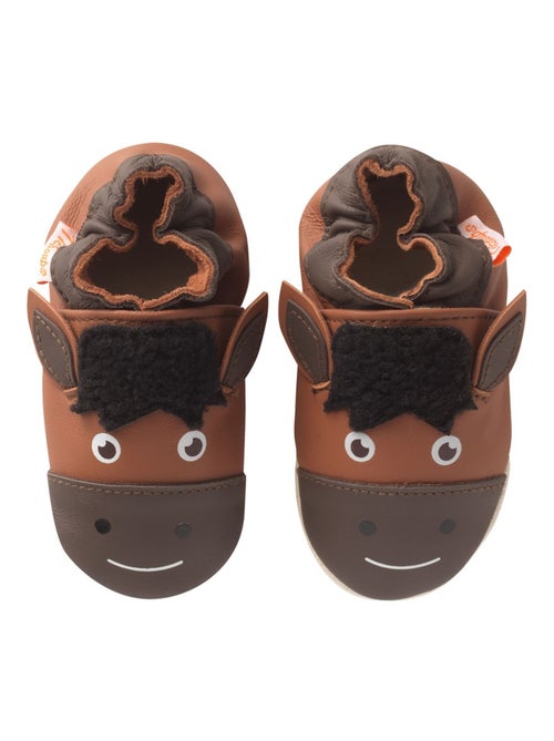 Chaussons bébé cuir souple Martial le cheval - Kiabi