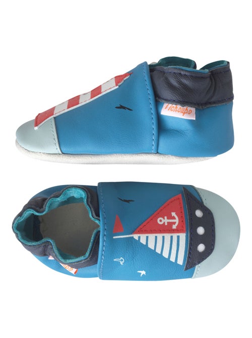 Chaussons bébé cuir souple mathéo sur l'eau - Kiabi