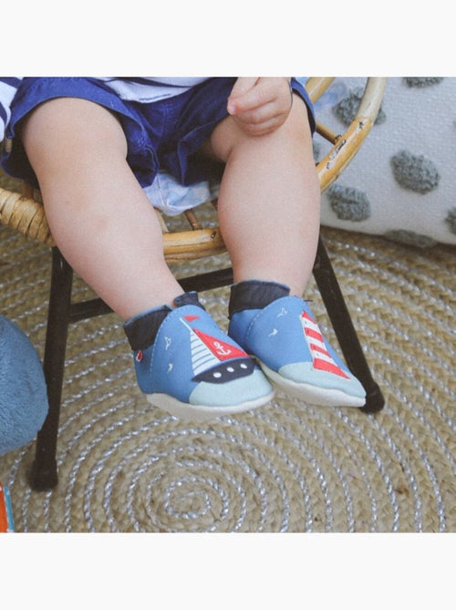 Chaussons bébé cuir souple mathéo sur l'eau - Kiabi