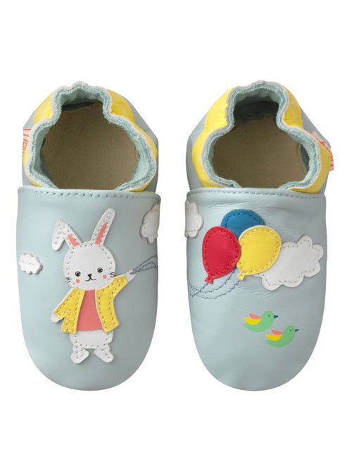 Chaussons bébé cuir souple Merlin le lapin - Kiabi