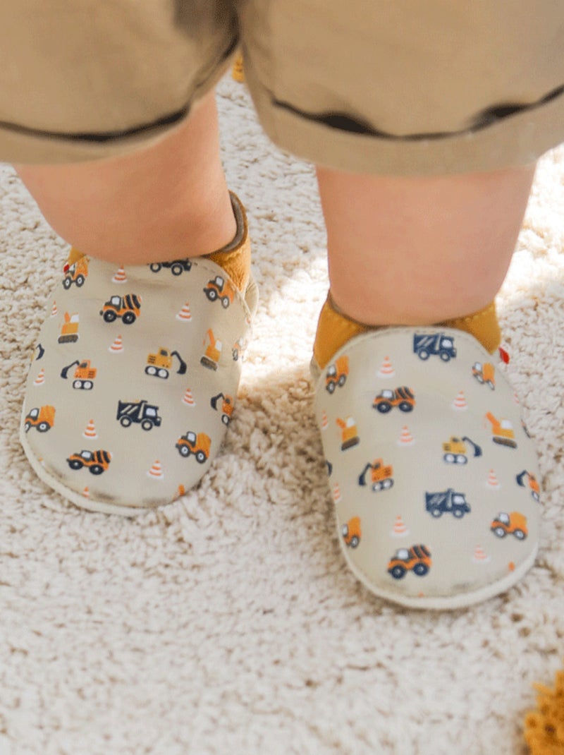 Chaussons bébé cuir souple Milo les travaux Beige - Kiabi