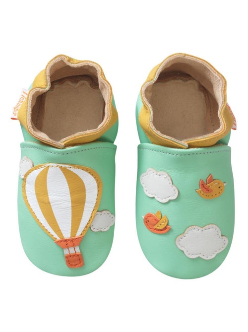 Chaussons bébé cuir souple Momo la montgolfière - Kiabi