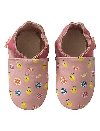 Chaussons bébé cuir souple Ninon les citrons