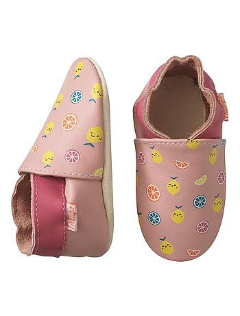 Chaussons bébé cuir souple Ninon les citrons