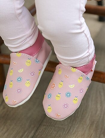 Chaussons bébé cuir souple Ninon les citrons