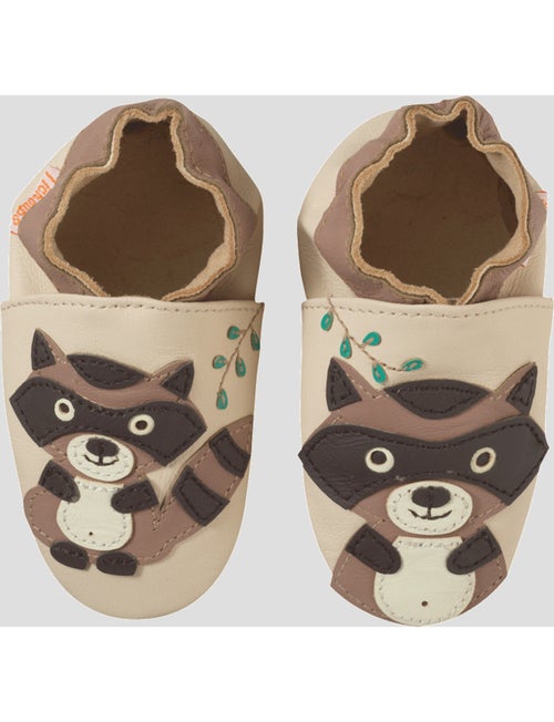 Chaussons bébé cuir souple Oliver le raton laveur - Kiabi