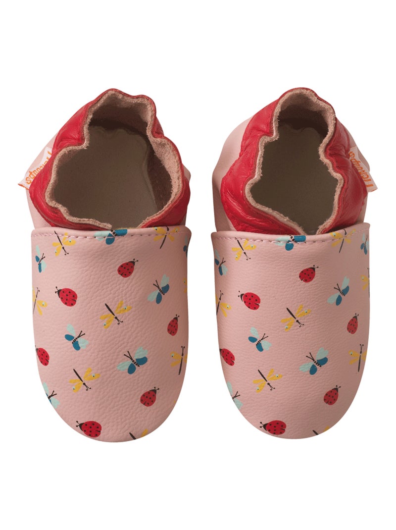 Chaussons bébé cuir souple Paloma les papillons Rose - Kiabi