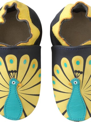 Chaussons bébé cuir souple Paul le paon