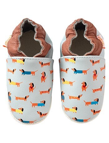 Chaussons bébé cuir souple raphaël les teckels
