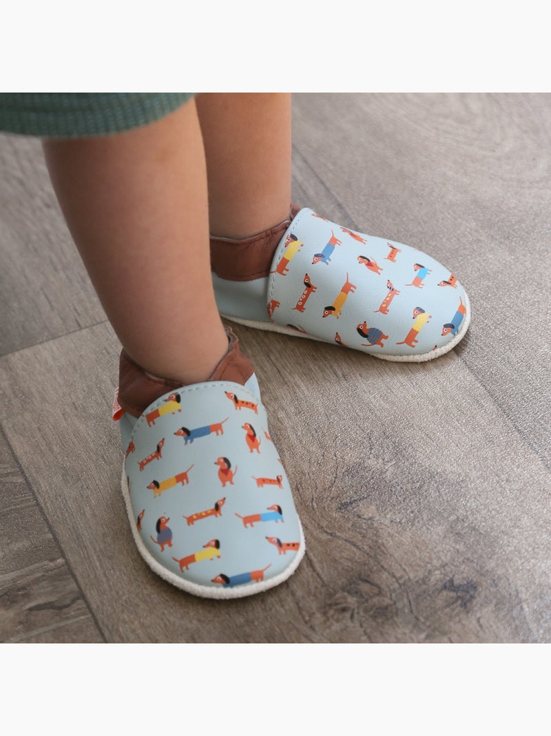 Chaussons bébé cuir souple raphaël les teckels Bleu - Kiabi