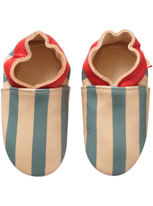 Chaussons bébé cuir souple rayures - Kiabi Chaussons bébé cuir souple rayures - Kiabi