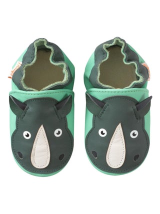 Chaussons bébé cuir souple Roméo le rhino