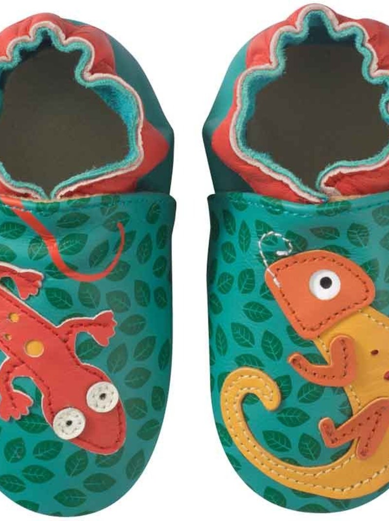 Chaussons bébé cuir souple Salomon le caméléon Vert - Kiabi