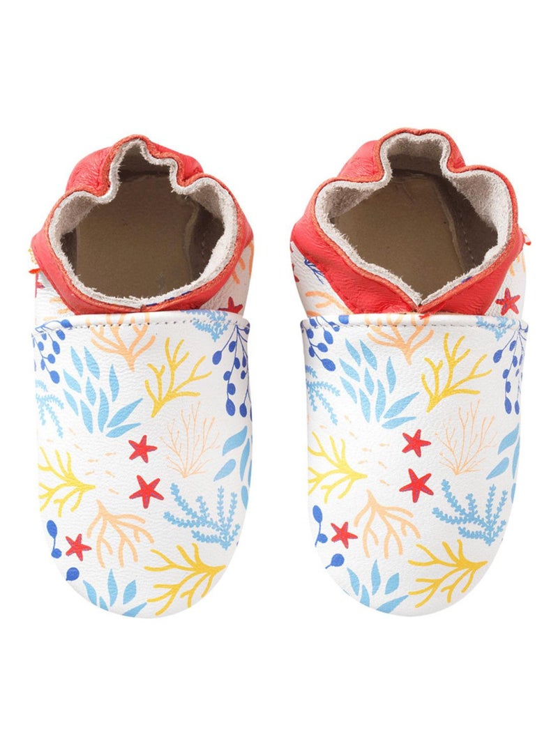 Chaussons bébé cuir souple Sébastien les fonds marins Blanc - Kiabi