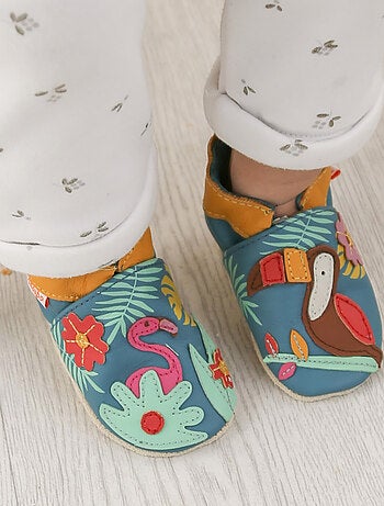 Chaussons bébé cuir souple Soizic sous les tropiques