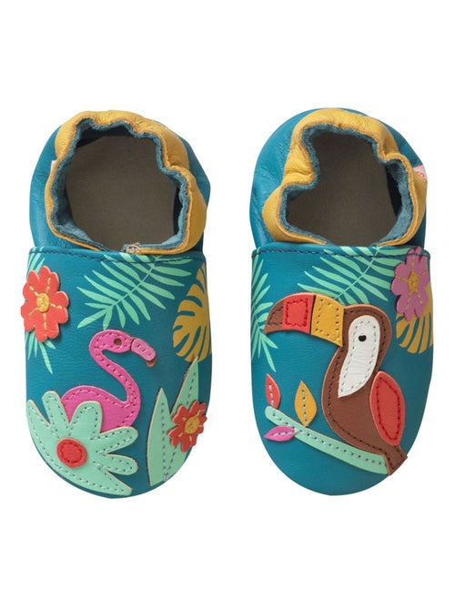 Chaussons bébé cuir souple Soizic sous les tropiques - Kiabi