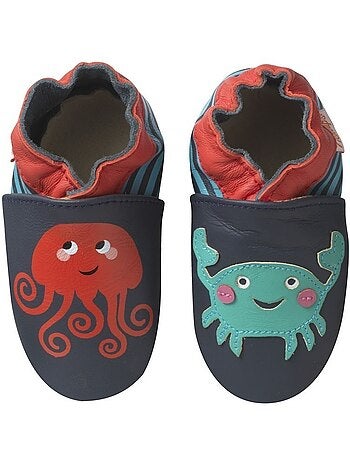 Chaussons bébé cuir souple Suze et Timeo la mer