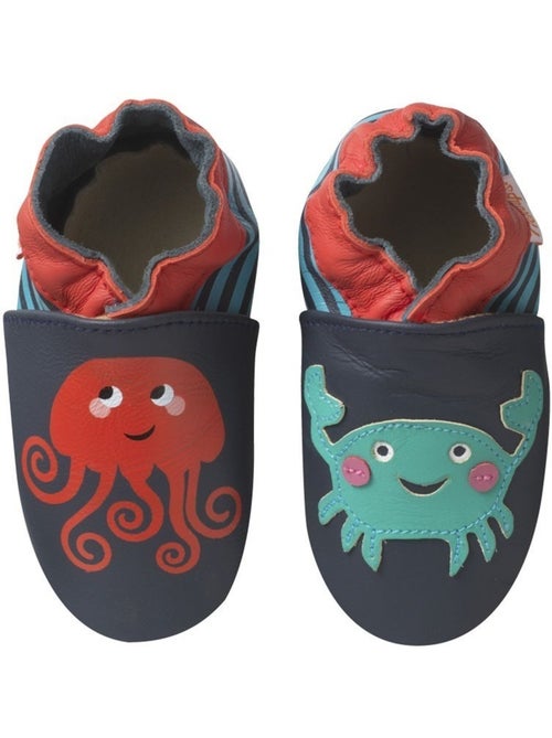Chaussons bébé cuir souple Suze et Timeo la mer - Kiabi