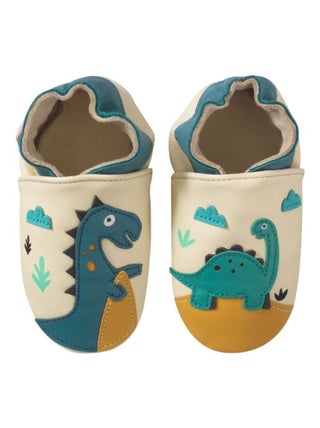 Chaussons bébé cuir souple Théodore et Isaure les dinosaures