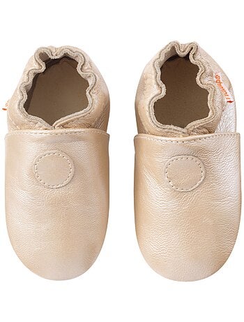 Chaussons bébé cuir souple uni