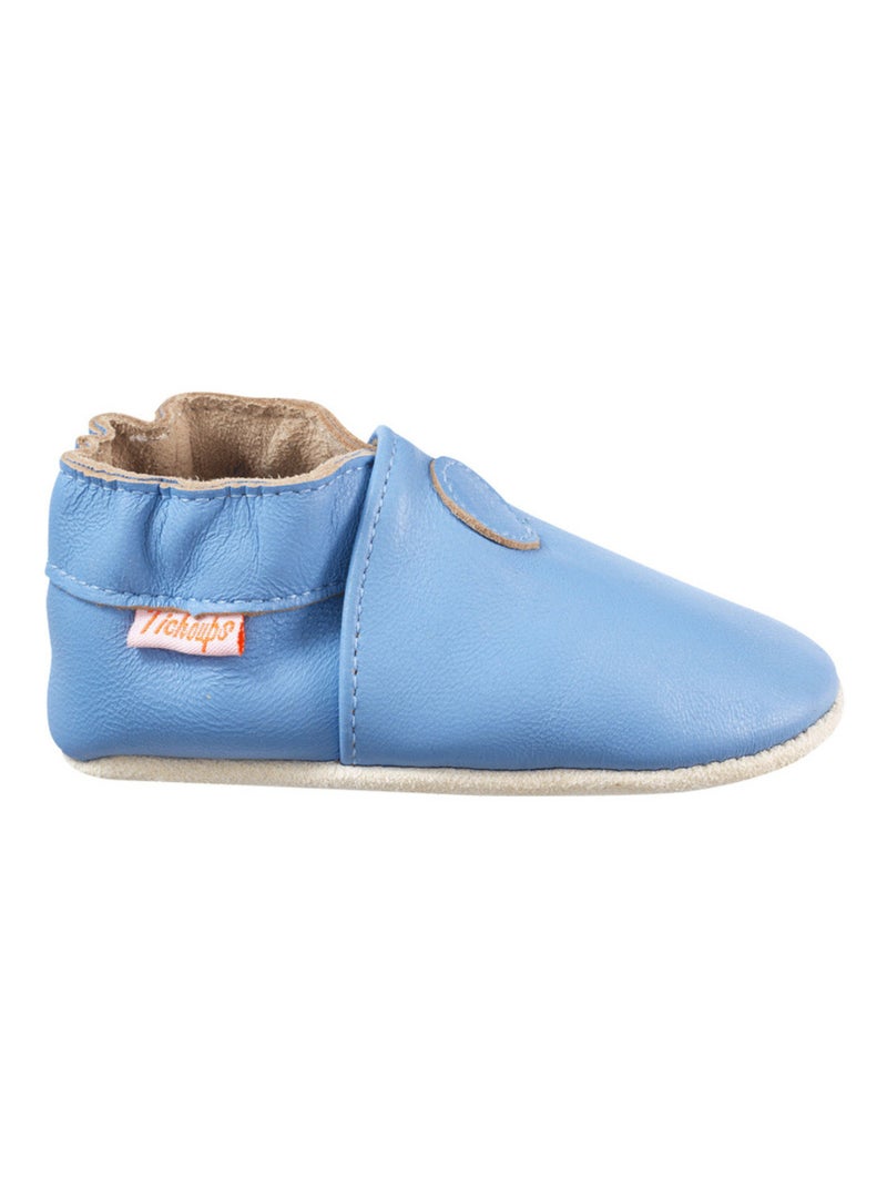 Chaussons bébé cuir souple uni Bleu - Kiabi