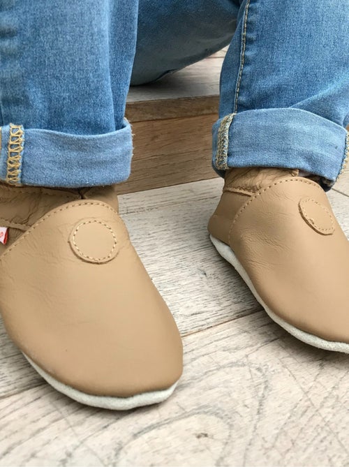 Chaussons bébé cuir souple Uni - Kiabi
