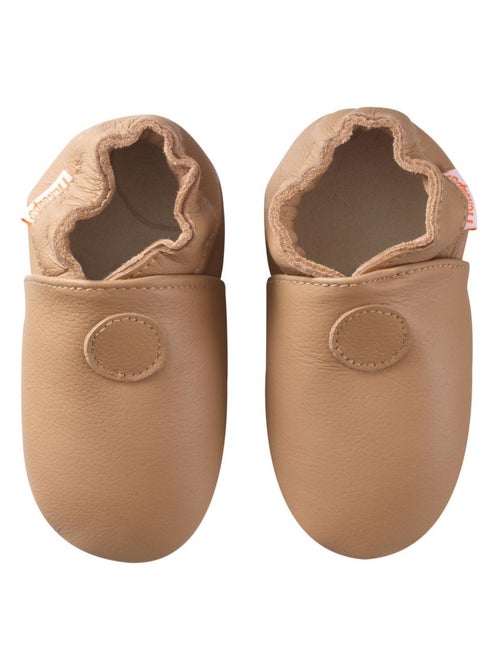Chaussons bébé cuir souple Uni - Kiabi