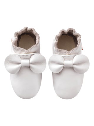 Chaussons bébé cuir souple uni nœuds
