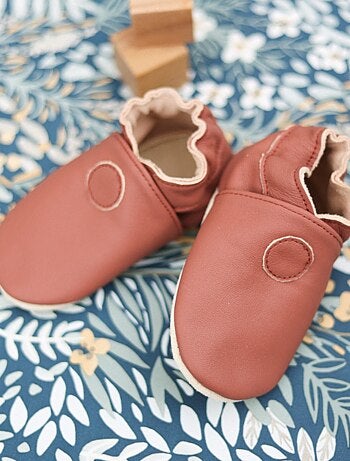 Chaussons bébé cuir souple Uni