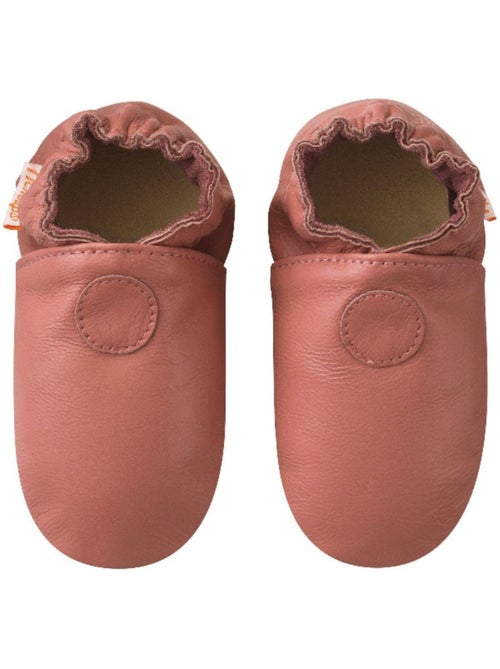 Chaussons bébé cuir souple Uni - Kiabi