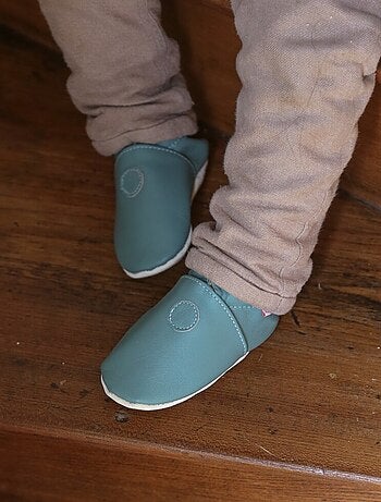 Chaussons bébé cuir souple Uni