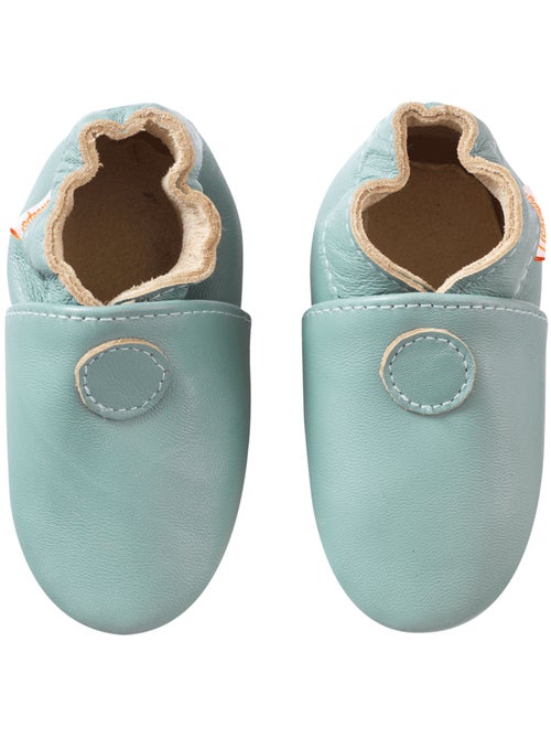Chaussons bébé cuir souple uni - Kiabi