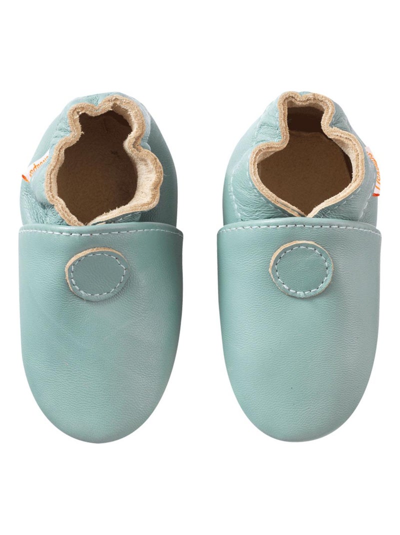 Chaussons bébé cuir souple uni Vert - Kiabi