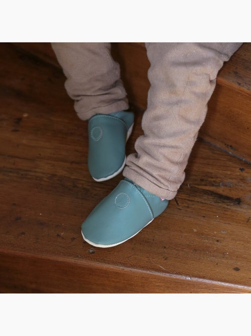 Chaussons bébé cuir souple uni - Kiabi