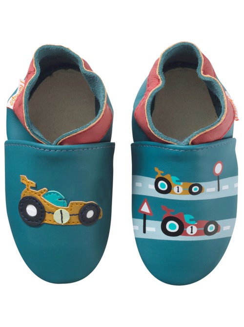 Chaussons bébé cuir souple Valentin la formule 1 - Kiabi