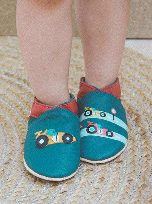 Chaussons bébé cuir souple Valentin la formule 1 - Kiabi