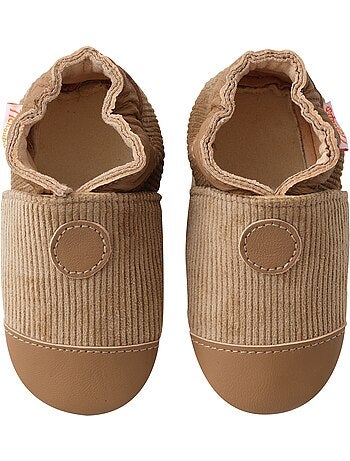 Chaussons bébé cuir souple velours