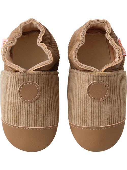 Chaussons bébé cuir souple velours - Kiabi